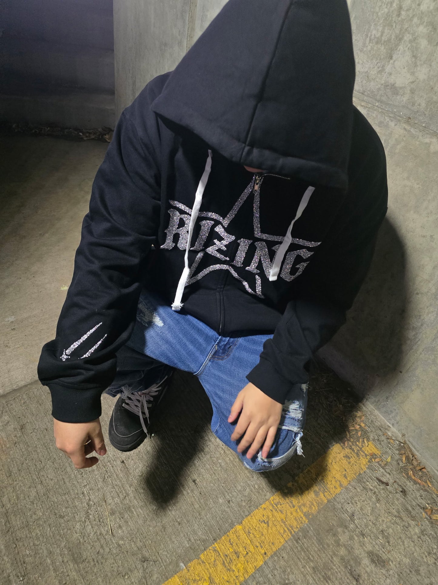 Rhinestone Zip Up